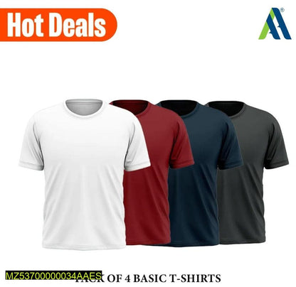 Men Stitched Jersey Plain T-Shirt,Pack of 4